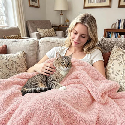Exclusivo Mezcla Fleece Bed Blankets Queen Size, Ultra Soft, Lightweight and Fuzzy Light Pink Blanket for Women, Home Decor, 90x90 Inches