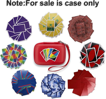 Leayjeen Cards Case Compatible with Skip BO/UNO/Pokemon/Phase 10 Card Game,Fits Up to 100 Cards,Carrying Storage Bag for Travel-Red(Case Only)
