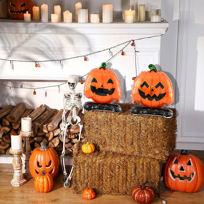 Eanjia Halloween Pumpkin Balloon Set of 4 – Giant Standing Jack-O’-Lantern Mylar Foil Balloons (3.3ft to 1.6ft) for Indoor Party Decorations, Summerween Decor, Trick or Treat Props