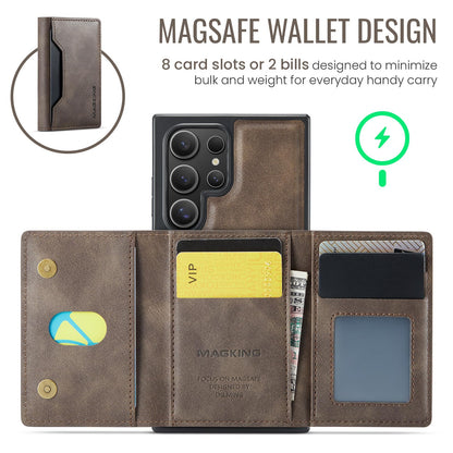 SZHAIYU K2 2 in 1 Detachable Magnetic Phone Cases Compatible with Samsun Galaxy S24 Ultra Case with Card Holder RFID Blocking, Compatible with Magsafe Wallet, Leather 6.8'' (S24 Ultra,Coffee)