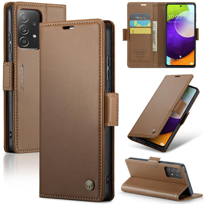 Rerzoiro for Samsung Galaxy A52 4G/5G Case, Premium PU Leather Wallet Case Flip Cover with [RFID Blocking][Card Holder][Stand Function] for Samsung Galaxy A52 (5G/4G)/A52s 5G, Brown