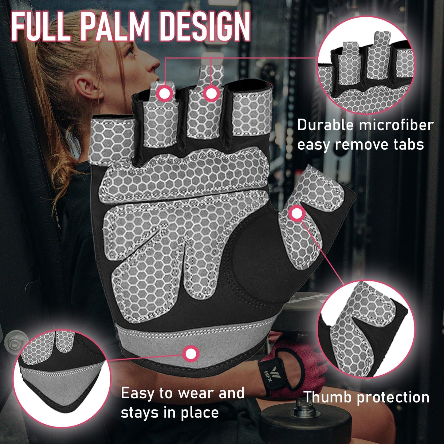 WESTWOOD FOX Weight Lifting Gloves for Men Women Gym Gloves with Wrist Wrap Support for Workout Training Exercise Fitness Hanging, Pull ups for Dumbbell, Cycling