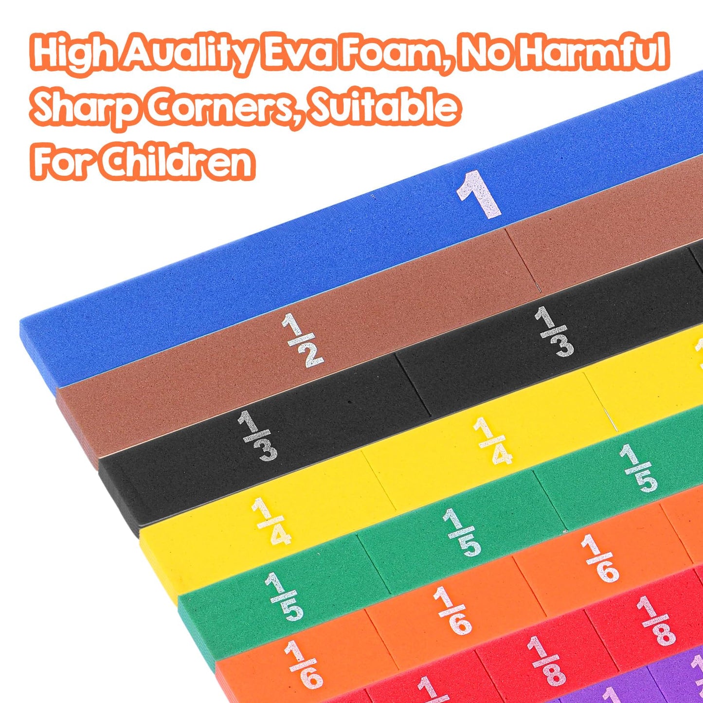 6 Sets Magnetic Fraction Tiles & Fraction Manipulatives for Math Learning - 9.45x9.45x0.12 Inch EVA Foam Algebra Tiles & Fraction Tiles Set with Rainbow Colors, 54 Pieces per Set for Classroom & Home