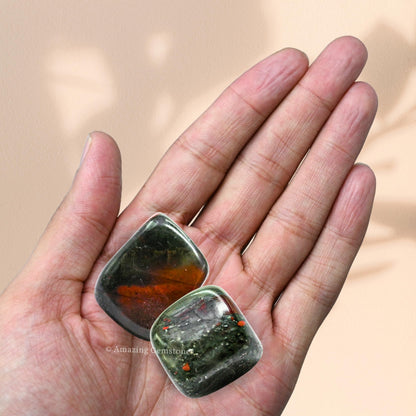 Amazing Gemstone African Bloodstone Crystals and Healing Stones Tumbled - 1 oz African Bloodstone Stone, Healing Stones for Energy Balance, Premium Polished Gems Rocks for Meditation and Wellness