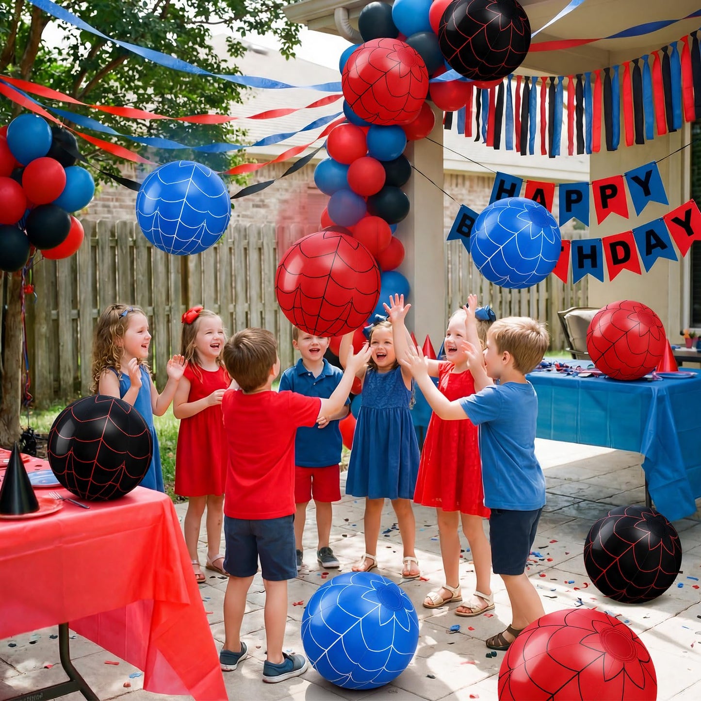 Sotiff 12 Pack 12" Large Spider Web Themed Beach Ball for Kids Birthday Bulk Inflatable Pool Balls for Boys Girls Summer Beach Swimming Pool Birthday Graduation Party Supplies Decoration