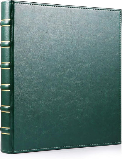WOT I Vintage Leather Card Binder | Holds 450 Cards, Refillable Leather 3 Ring Binder for MTG/TCG/Sports Cards, Elegant Book-Style Organizer - Dark Green
