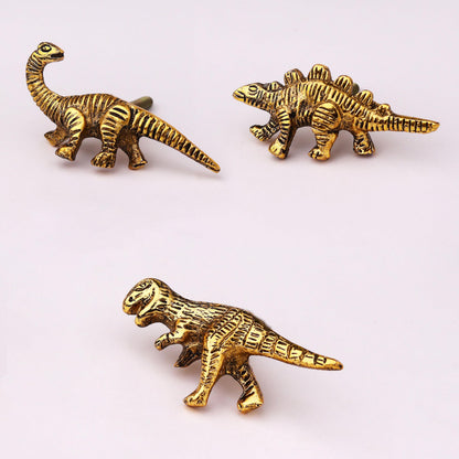 Indian Shelf 6 Pieces Cute Gold Dinosaur Drawer Knobs Kids Decorative Wardrobe Cupboard Door Knobs Pulls Handles for Home Furniture