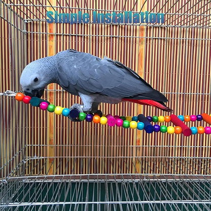 Bird Toys for Parrots Parrot Bridge, Swing Toys, and Ladders for Macaws, African Greys, Budgies, Cockatiels & Parakeets - Wooden Bird Ladder and Swing Toys for Play and Training (45Inch - 18 Ladders)