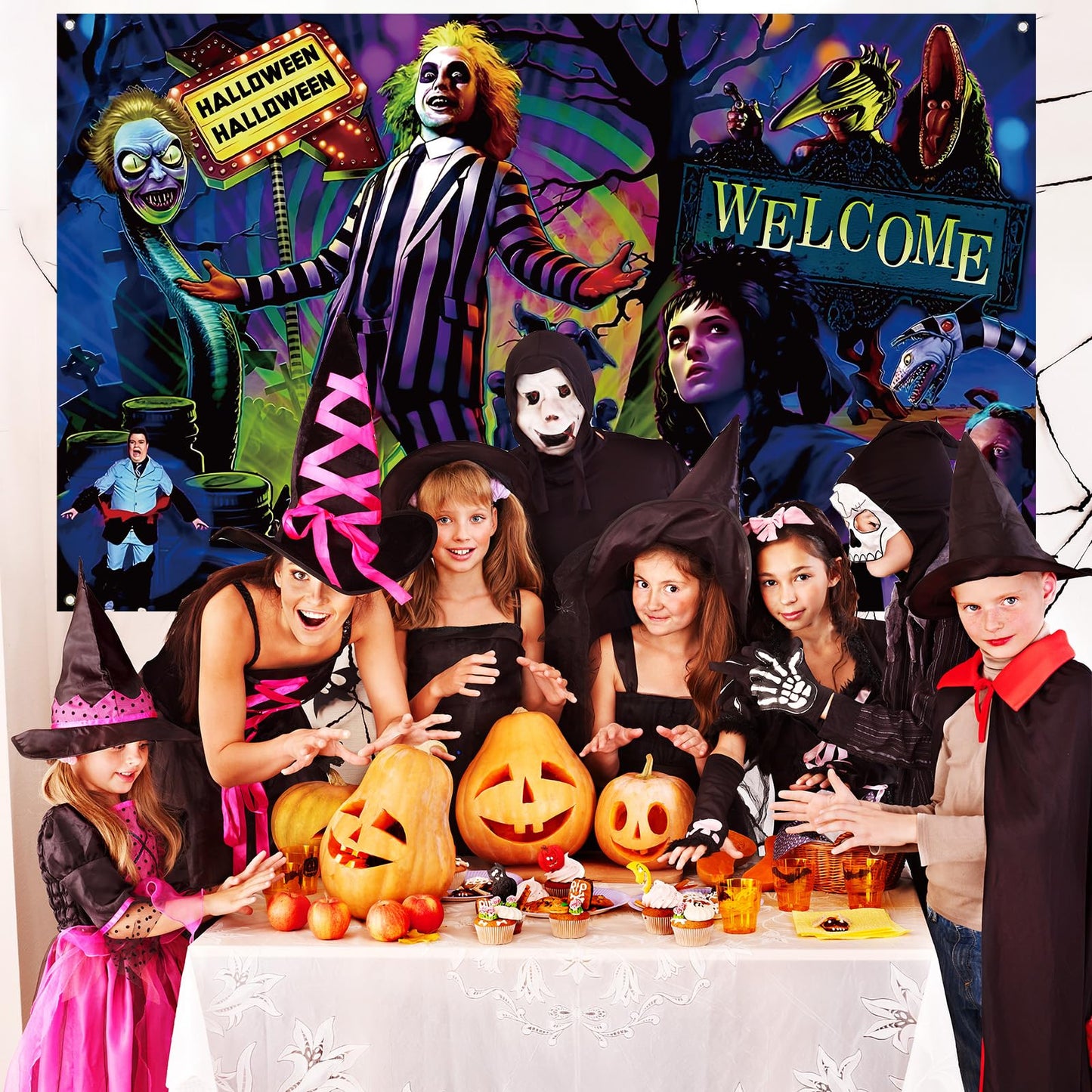 Happy Birthday Photo Backdrop Halloween Wall Banner Halloween Party Decorations and Supplies for Home