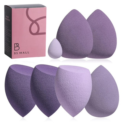 Makeup Sponge Set BS-MALL with Storage Case 7 Pcs for Liquid, Cream, and Powder,SAVE Foundation with 1 Mini Makeup Sponge For Travel Daily Use (A-Pink）