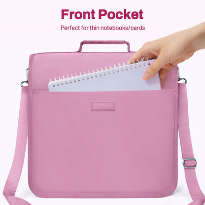 SUNEE Zipper Binder 3 Ring, 3 Inch O-Ring with Handle and Shoulder Strap, 600-Sheet Capacity, 5-Tab Expanding File Folder, Multi-Pockets for Middle School Organizer Binder with Zipper, Grape Purple