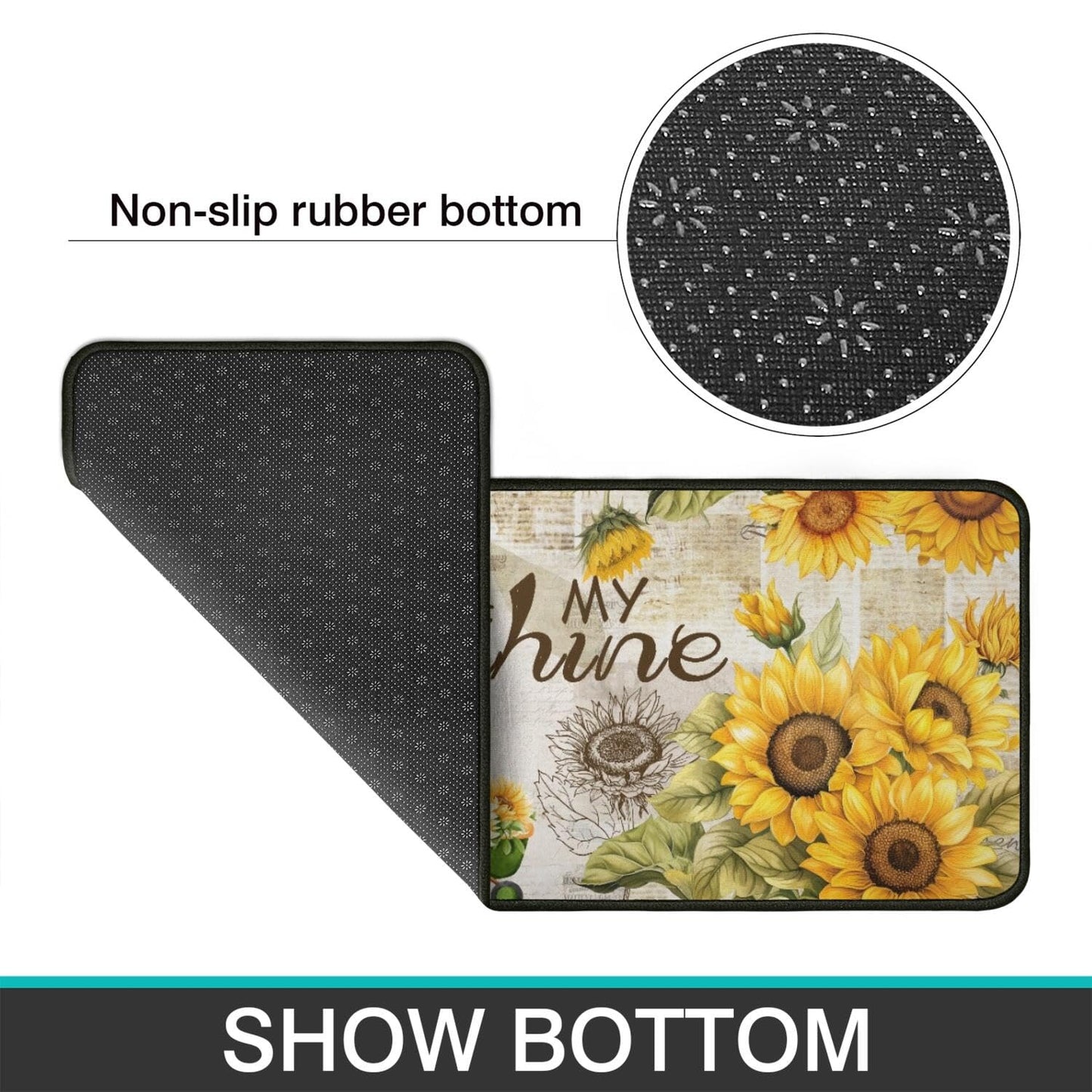 Ghroiep 2 Piece Sunflower Kitchen Decor Rugs Set, Farmhouse Country Dwarf Kitchen Rugs and Mats Non Skid Washable Absorbent Microfiber Kitchens Accessories Decoration Floor Mats 17"x47"+17"x30"