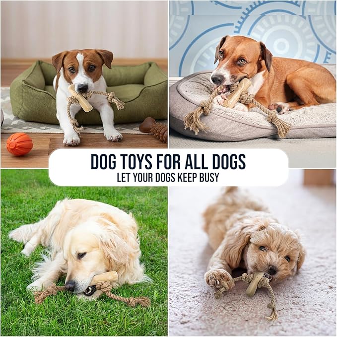 Coffee Wood Tug for Dogs, Medium Toys Made of Real Coffee Wood and Hemp Rope - 100% Natural - Real Wood Chew Stick, Stress Relief, Training and Rewards