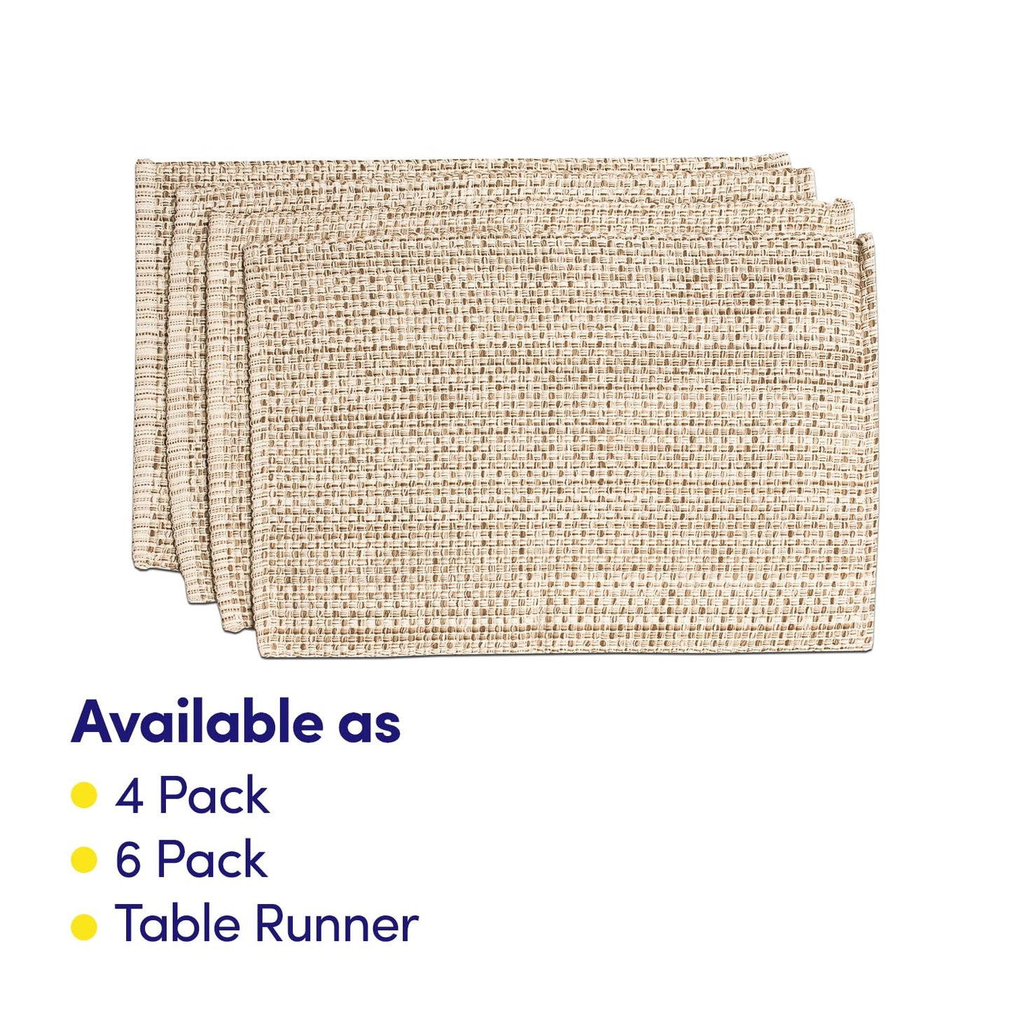 Sweet Home Collection 100% Cotton Placemats for Dining Room Rectangle Two Tone Woven Fabric 13" x 19" Soft Durable Table Mat Set, Set of 6, Eggshell