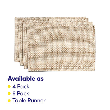 Sweet Home Collection 100% Cotton Placemats for Dining Room Rectangle Two Tone Woven Fabric 13" x 19" Soft Durable Table Mat Set, Set of 6, Eggshell