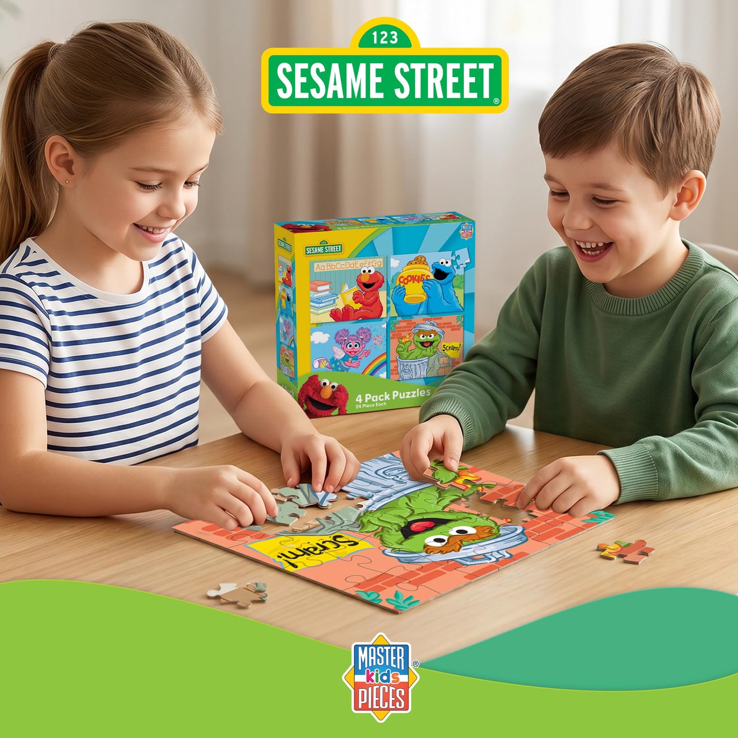 MasterPieces Puzzle Set - 4-Pack 24 Piece Jigsaw Puzzle for Kids - Sesame Street 4-Pack - 8"x10"