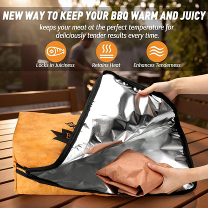BBQ Blanket for Resting Meat Compatible with Smoker Grill, Reusable Pellet Smoker Meat Insulated Resting Bag with Wide Mouth for Large Brisket/Beef,Gifts for Men Him Dad, Accessories (23 inch)