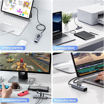 intpw USB C to USB A Hub 5 Ports Type C Hub USB 3.0 5Gbps Aluminum Adapter Multiport USB C Hub for Laptop, Mac, iPad, PC (1.97FT(5in1,BC))