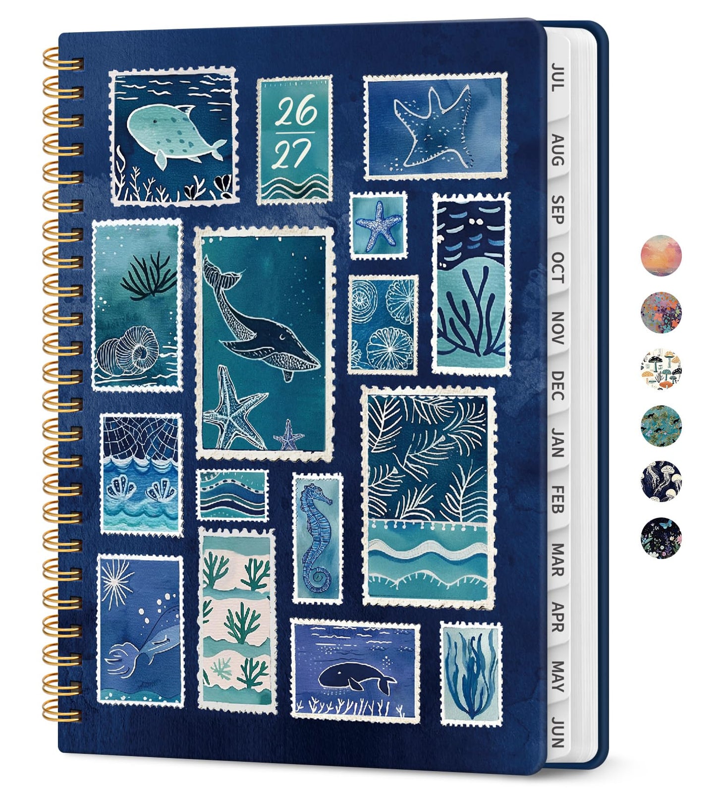 Planner 2026-2027, Academic Year Weekly and Monthly Calender Planner, from Jul 2026 - Jun 2027, Spiral Bound School Planning Book, Perfect for Teacher, Student, Women & Men, A5 (6.3" x 8.5"), Ocean Postmarks