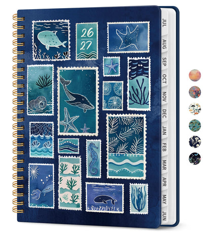Planner 2026-2027, Academic Year Weekly and Monthly Calender Planner, from Jul 2026 - Jun 2027, Spiral Bound School Planning Book, Perfect for Teacher, Student, Women & Men, A5 (6.3" x 8.5"), Ocean Postmarks