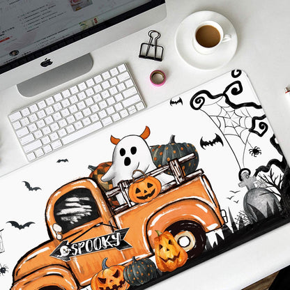 Britimes Halloween Ghost Truck Large Mouse Pad Non-Slip Desk Pad Keyboard and Mouse Desk Mat Spooky Bat Pumpkin Gaming Mousepad for Game,Office & Home,31.5 x 15.7 in