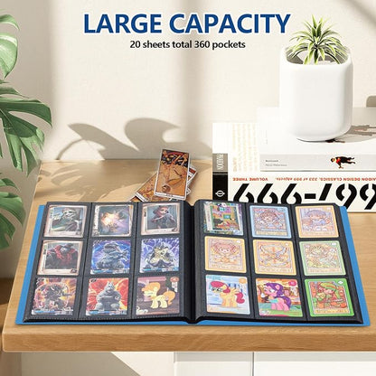 Card Binder, EDUDIIU 9 Pockets Premium Trading Card Binders, Cards Collection Binder Album, Side Loading Yugioh Holder Book for Sport, Football, Baseball Collector - Blue