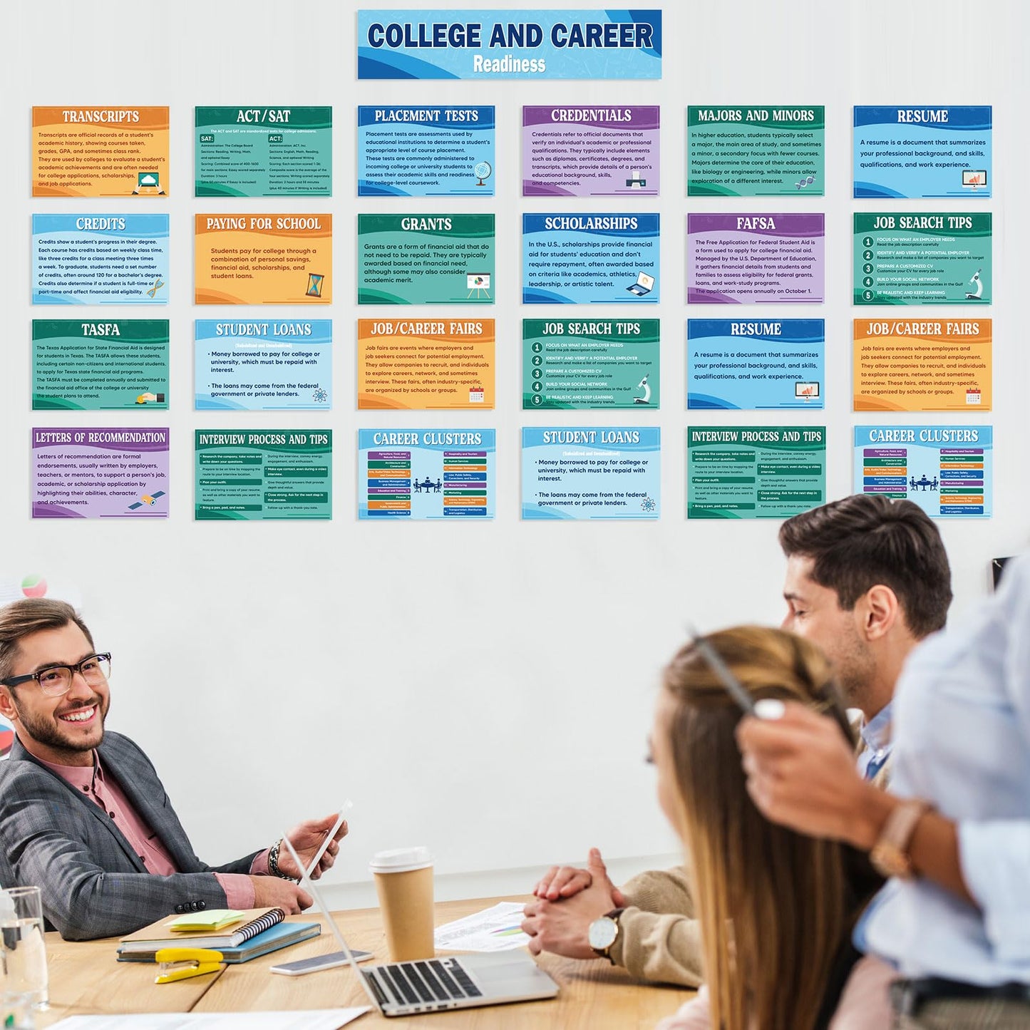Outus 29 Pcs College and Career Readiness Posters Bulletin Board Kits for High School Classroom Decorations College Jobs and Career Interactive Bulletin Board Set Higher Educational Poster(Soft)