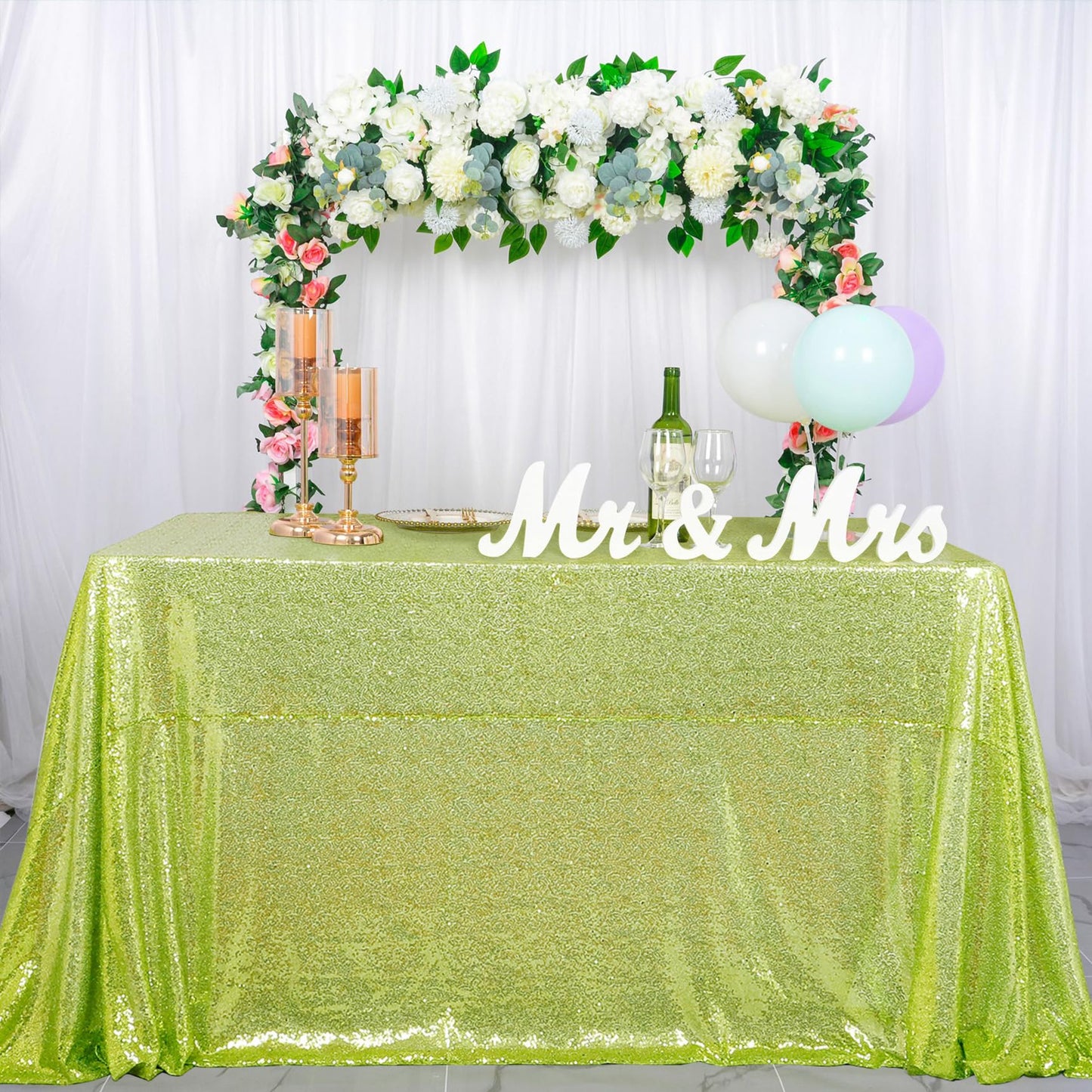 ShinyBeauty Sequin Tablecloth Olive Green 60x102 Inch Rectangle Sparkly Fabric Tablecloths Sequins Rectangular Table Cloth for Wedding Party Cake Sweetheart Tablecover