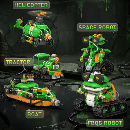 QHECTTY STEM Robot Building Kits for Kids 6-14, 5in1 Remote & APP Controlled STEM Tractor/Frog/Robot Building Toys, 732 Pcs Educational Building Block Sets for Kids, Erector Sets Gifts for Boys Girls