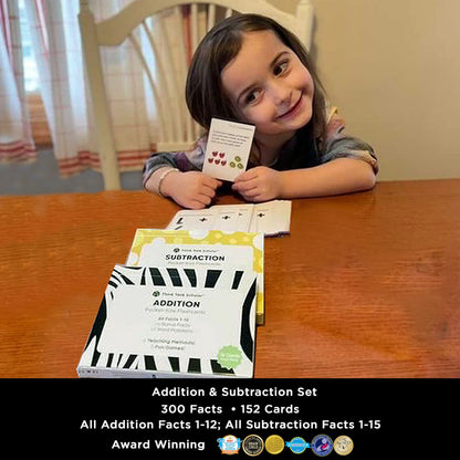 Think Tank Scholar Addition and Subtraction Flash Cards - 150 Facts 1-12 - Sub Facts 1-15 - Award Winning Math Games - Learn Add & Subtract - Kids Ages 4-8 in Kindergarten, 1st, 2nd, 3rd, 4th Grade