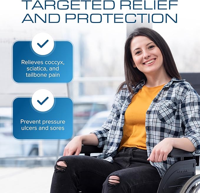 Kölbs Gel Extreme Wheelchair Cushions Seat Cushion, Coccyx, Sciatica & Tailbone Pain Relief Seating Pad Ideal for Office, Kitchen Wheelchairs and Auto, 18 x 18, 3 Inch Thick (Change for dif, Sizes)