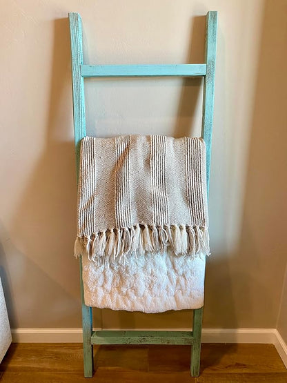 BARNWOODUSA Rustic Farmhouse Decorative Ladder - Our 6 ft Ladder can be Mounted Horizontally or Vertically and is Crafted from Upcycled Wood No Assembly Required Robins Egg Blue