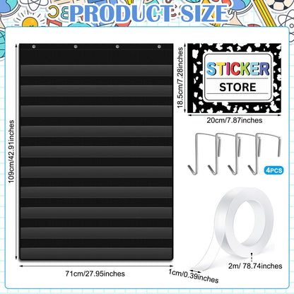Eaasty Sticker Store for Classroom 28 x 43'' Hanging Display Organizer Sign Holder and Reward Storage Rack for Homeschool Teachers Teaching Supplies Reward Stickers Not Included