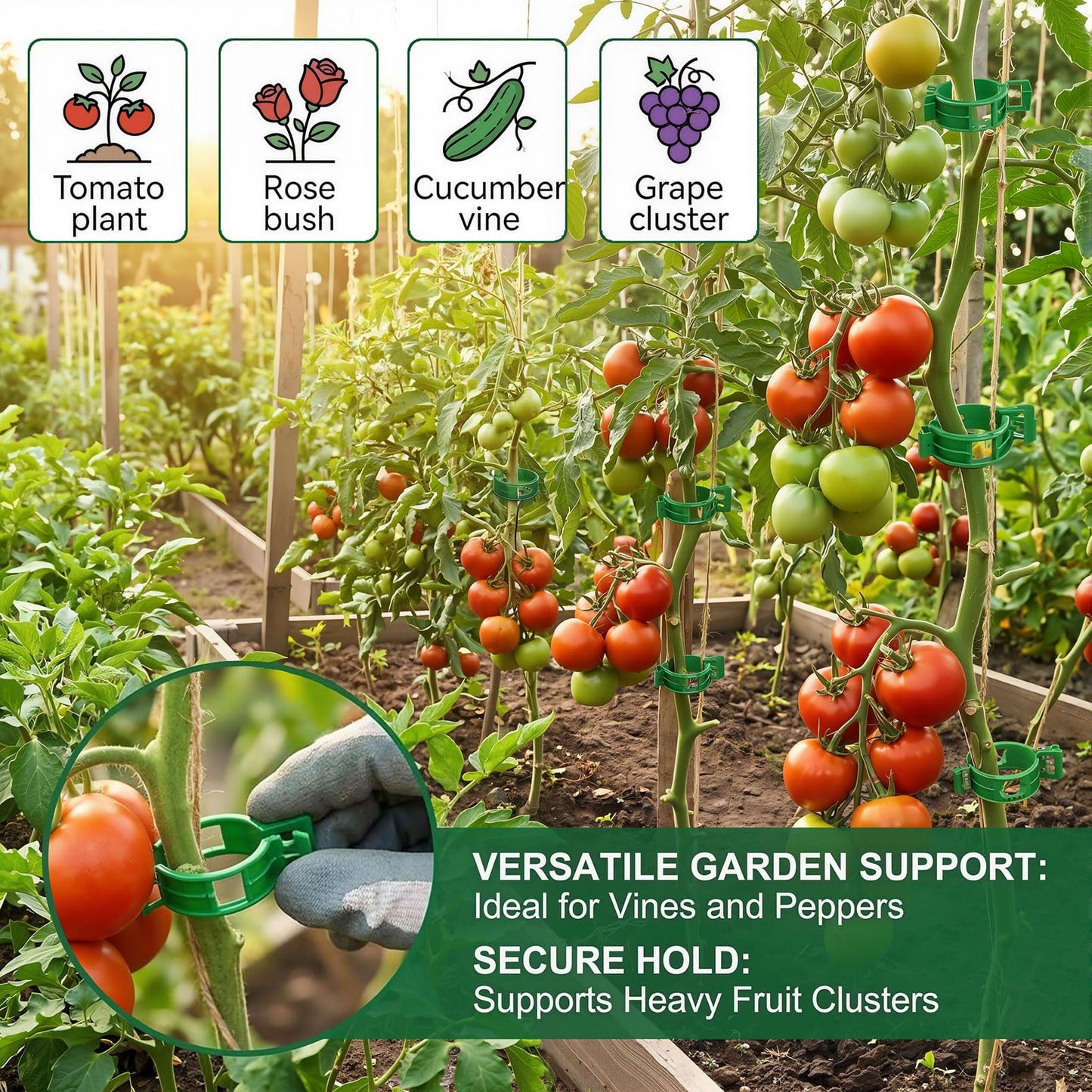600Pcs Tomato Clips Plastic Plant Support Clips for Garden Trellis Twine and Greenhouse Vine Support Garden Clips for Tomatoes Cucumbers Peppers Climbing Vegetables and Flowers Upright Growth