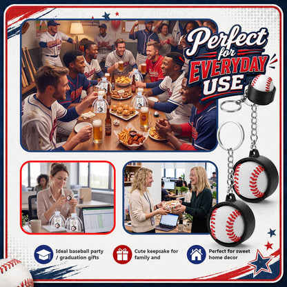 Junkin 12 Set Baseball Fidget Clicker Keychain Gifts 3D Printed Baseball Sensory Clicker Keychain with Inspirational Cards Anxiety and Stress Relief for Graduation Sports Team Adults Party Decorations