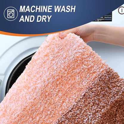 OLANLY Large Bathroom Rugs Mat 45x27, Extra Soft Absorbent Microfiber Bath Rugs, Rubber Backing, Quick Dry, Machine Washable Bath Mat for Bathroom Floor, Tub and Shower, Home Decor Accessories, Orange