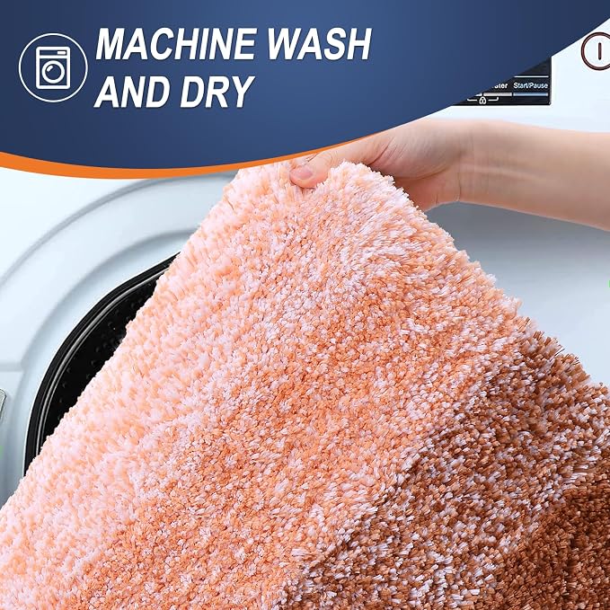 OLANLY Bathroom Runner Rugs Mat 47x17, Extra Soft Absorbent Microfiber Bath Rugs, Rubber Backing, Quick Dry, Washable Long Bath Mats for Bathroom Floor, Tub and Shower, Home Decor Accessories, Orange