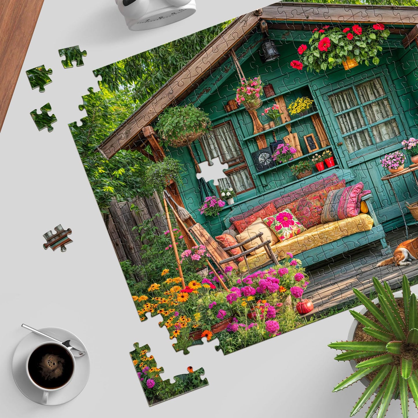 TangMosaic 1000 Piece Puzzle for Adults, Flower House Jigsaw Puzzle, Family Puzzles Game, Interlock Perfectly No Dust, Home Decoration Puzzle, Gifts for Parents Mother's Father's Day