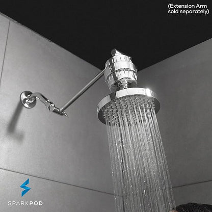SparkPod 23-Stage Filtered Shower Head, 6" Round, Polished Chrome | Filtered Shower Head for Hard Water Filter, High Pressure, Reduces Chlorine, Heavy Metals, For Dry Skin & Hair