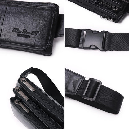 KPYWZER Vintage Leather Fanny Pack Waist Bag for Men Women Outdoor Travel Hunting Hiking Camping Hip Bum Belt Cell Phone Purse Wallet Pouch Retro Crossbody Sling Pouch Black