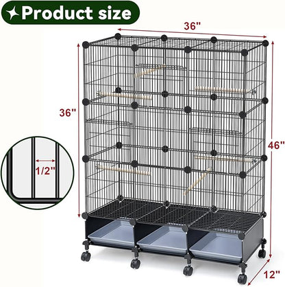 VISCOO Encrypted Bird Cage (46" x 36" x 12"), with Wooden Perches, Metal Parakeet Cage with Slide-Out Tray, Water Bottle&Feeder, Bird Cages for Parrot,Parakeets,Cockatiel,Small Mid-Sized Birds