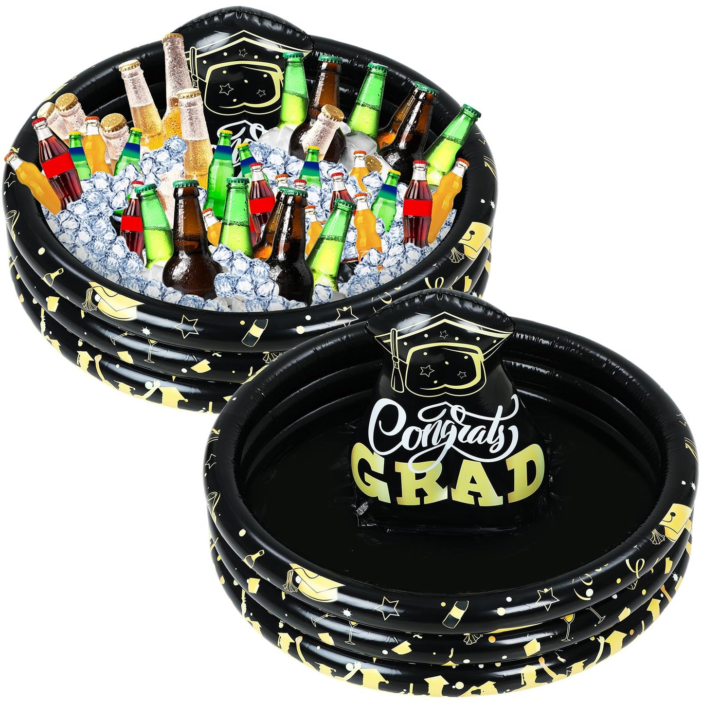 Silipull 2 Pack Graduation Inflatable Party Cooler 2026 Graduation Decorations Inflatable Drink Cooler Bar Centerpiece 14 x 29 Inch for Beverage Picnic Pool Grad Outdoor Party