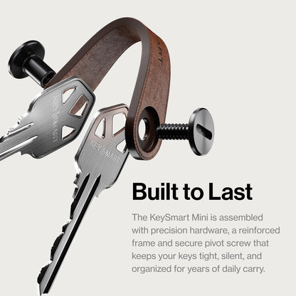 KeySmart Mini - Keychain Key Holder - Compact Key Organizer for Key Chain, Clutter-Free Minimalist Compact EDC Key Chains, Key Ring for Car Fobs Keychains - Leather