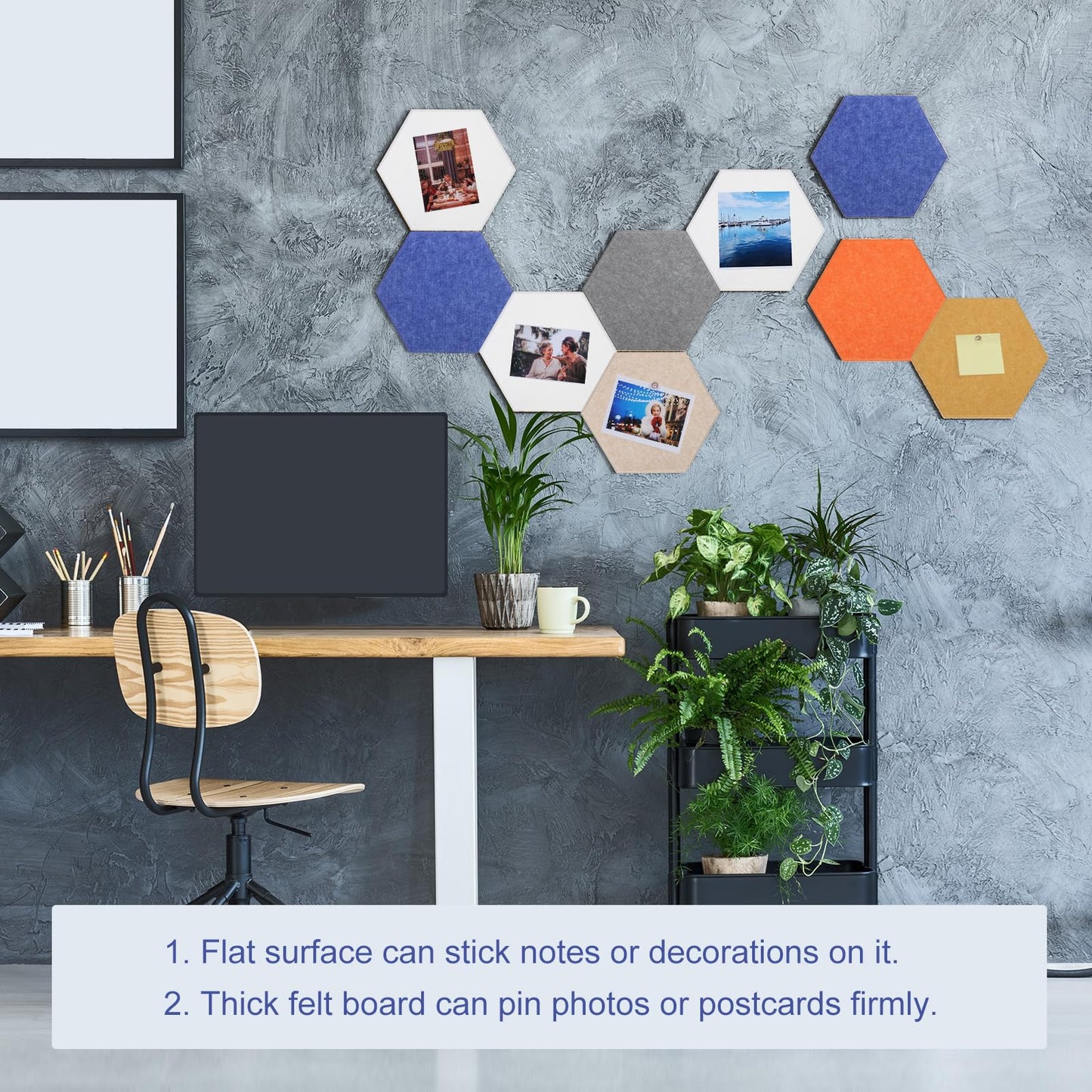 PATIKIL Felt Bulletin Board, 12"x10", 6 Packs Self Adhesive Hexagon Felt Tiles for Sound Proofing Wall Panels for Home Office Recording Studio,Game Room, Cinnamon