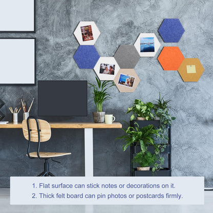 PATIKIL Felt Bulletin Board, 12"x10", 6 Packs Self Adhesive Hexagon Felt Tiles for Sound Proofing Wall Panels for Home Office Recording Studio,Game Room, Light Coffee