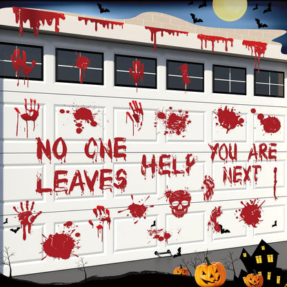 Chapou 28 Pcs Halloween Garage Door Stickers Magnets Halloween Refrigerator Door Decals Bloody Garage Magnets Decor Home Decor Magnetic Stickers for Car DIY Holiday