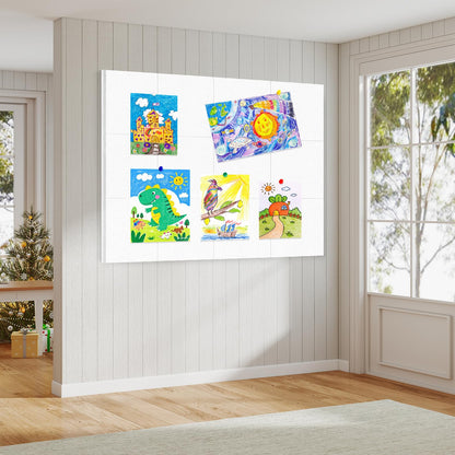 Large Cork Board for Walls 48"x36" |Cork Board Alternative| 12 Pack Felt Wall Tiles| White Bulletin Board with Removable Adhesive | Cork Boards Pinboard for Office Home Classroom,White
