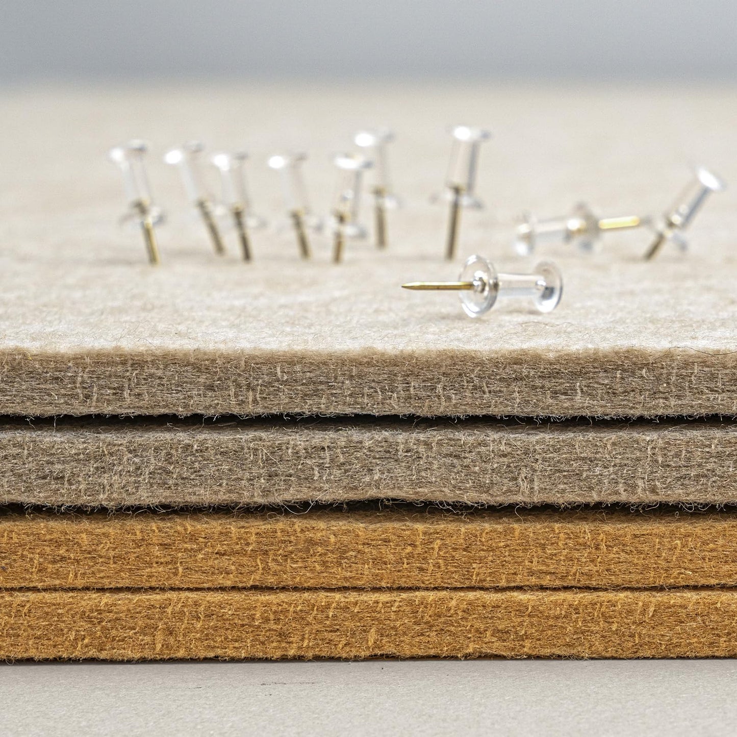 Lightomorrow Large Bulletin Board - 48 x 36 Inches, Decorative Felt Pin Board for Wall - 4' x 3' Foldable Photo Display Board with Self-Adhesive Tape, Includes 20 Push Pins - Beige Brown