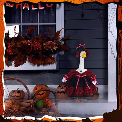 Suzile Wizard Porch Goose Outfit Witch Geese Costume for 23" High Cement or Plastic Goose Clothes for Yard Lawn Outdoor Garden Patio Magical Wizard Party Decoration Concrete Gothic Duck Statue Dress