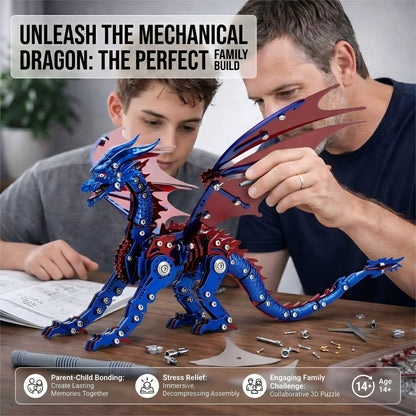 3D Metal Dragon Model Kit for Adults, Mechanical Pterosaur Puzzle, DIY Assembly Steel Model, Challenging Building Kit, Unique Gift for Men Desk Decor